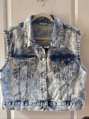 JODIFL Light Blue Acid Wash Denim Vest